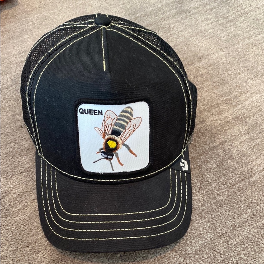 Black Trucker Hat with Queen Bee Patch
